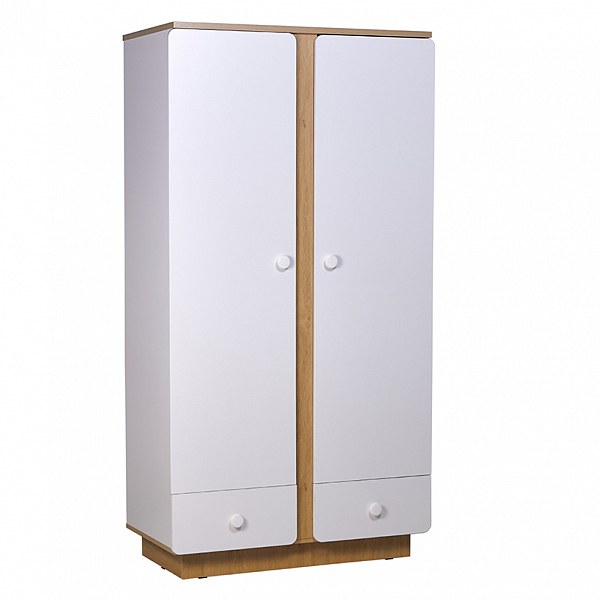 Шкаф двухсекционный Polini kids Ameli 4010, с ящиками, белый-натуральный