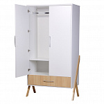 Шкаф двухсекционный Polini kids Porto 3100, с 1 ящиком, на ножках, белый-дуб светлый