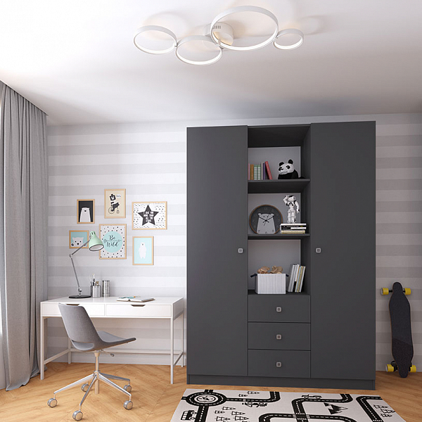 Шкаф трехсекционный Polini kids Simple, серый