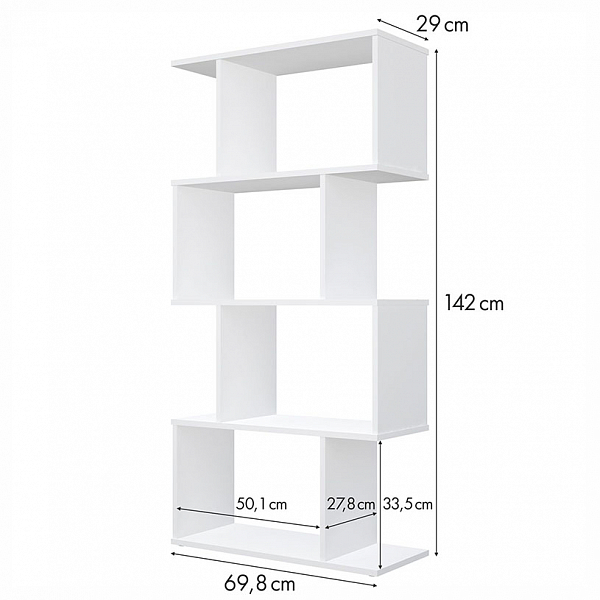 Стеллаж Polini Home Smart фигурный 4 секции, белый