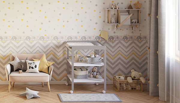 Пеленальный столик Polini kids Simple 1090, серый-белый