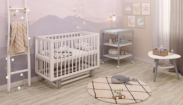 Пеленальный столик Polini kids Simple 1090, серый-белый