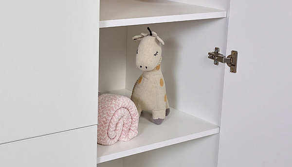 Шкаф трехсекционный Polini kids Simple 3615, с ящиками, белый-натуральный
