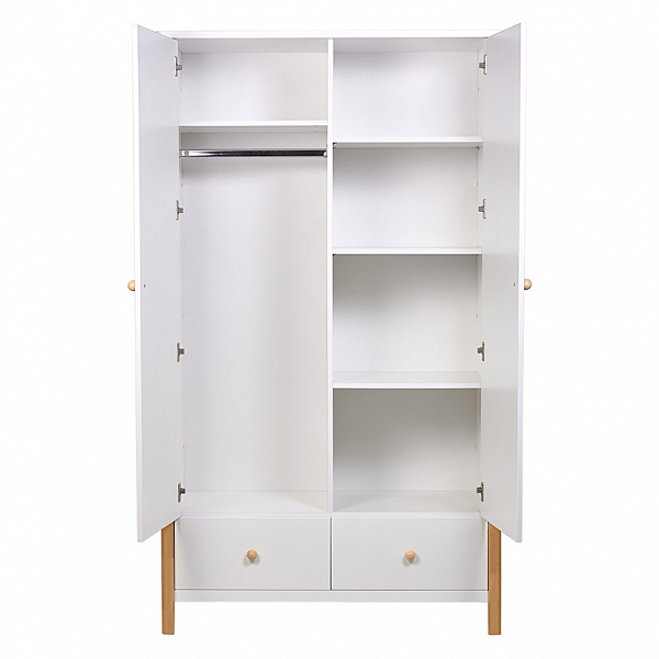 Шкаф двухсекционный Polini kids Simple 3510, с ящиками, белый-натуральный