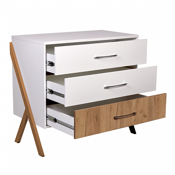 Комод Polini kids Porto 2200, белый-дуб крафт золотой