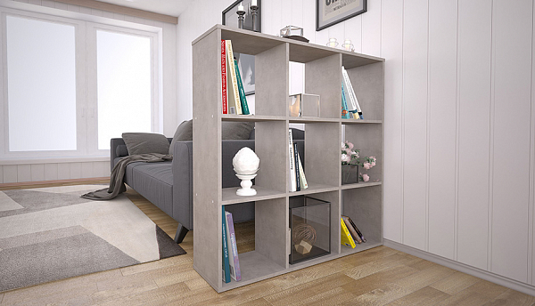 Стеллаж Polini Home Smart Кубический 9 секции, бетон