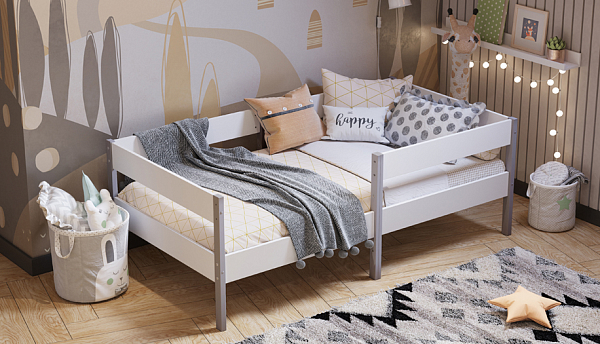 Кровать детская Polini kids Simple 3435, белый-серый