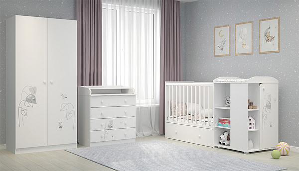 Шкаф двухсекционный  Polini  kids French 1230 Amis, белый
