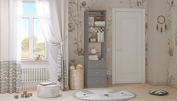 Стеллаж с ящиками Polini kids Simple, серый
