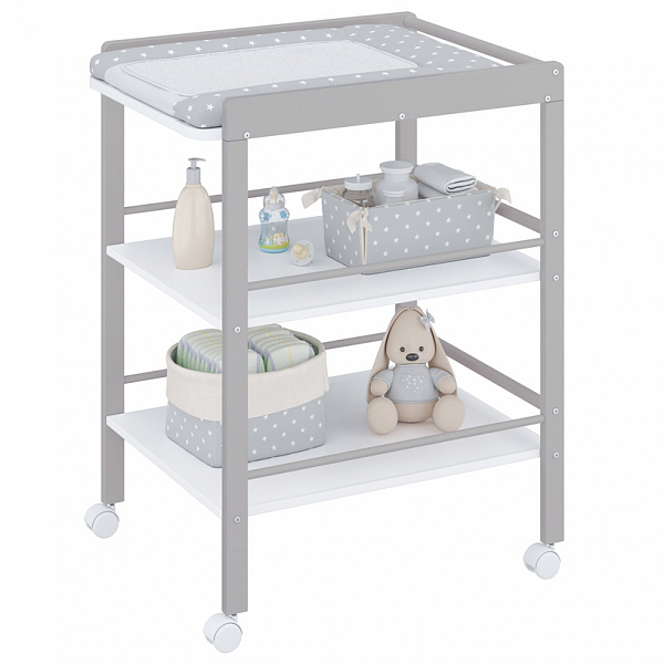Пеленальный столик Polini kids Simple 1090, серый-белый