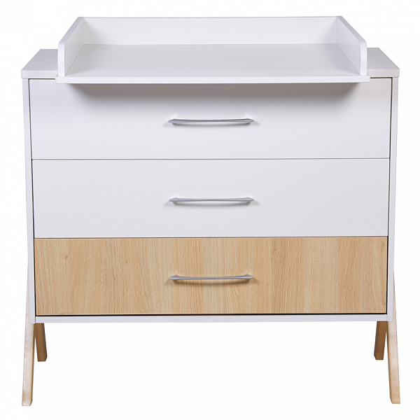 Комод Polini kids Porto 2200, на ножках, белый-дуб светлый