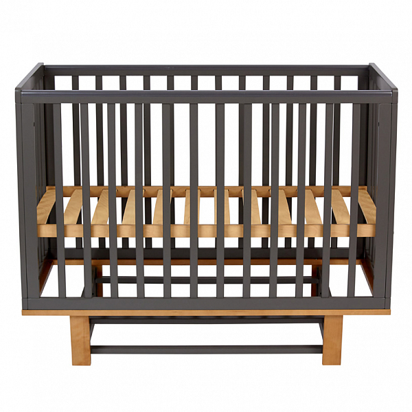 Кроватка детская Polini kids Simple 340 с маятником, графит-дуб каменный