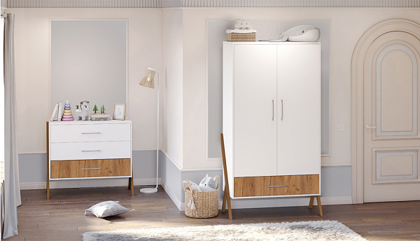 Комод Polini kids Porto 2200, белый-дуб крафт золотой