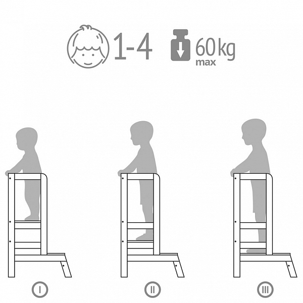 Башня помощника Монтессори Polini kids Step, серый