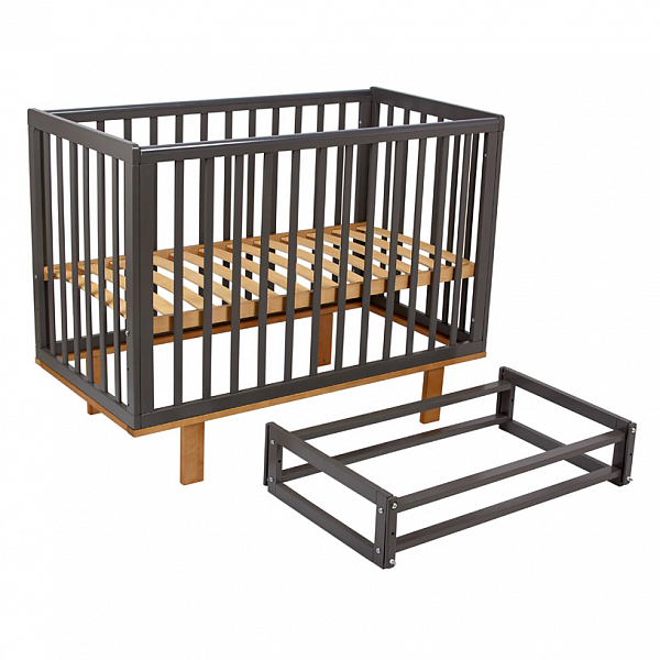 Кроватка детская Polini kids Simple 340 с маятником, графит-дуб каменный