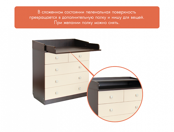Пеленальный комод Polini Simple 1780, белый