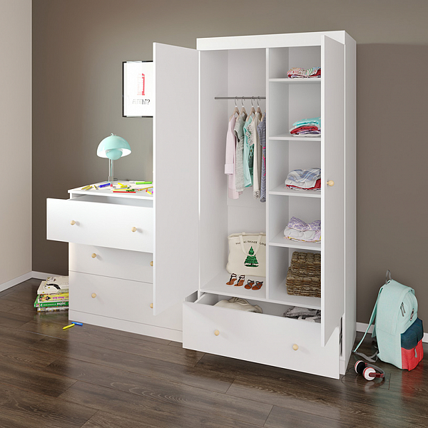 Шкаф двухсекционный Polini kids Fun 890, белый