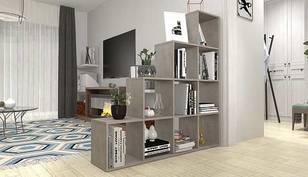 Стеллаж Polini Home Smart Каскадный 10 секций, бетон