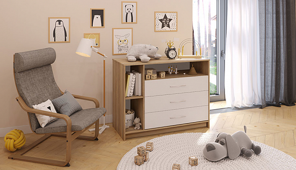 Комод Polini kids Simple 2110,  вяз-белый