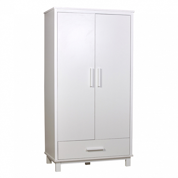 Шкаф двухсекционный Polini kids Simple 3410, с 1 ящиком, на ножках, белый