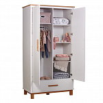 Шкаф двухсекционный Polini kids Simple 3410, с 1 ящиком, белый-дуб крафт золотой