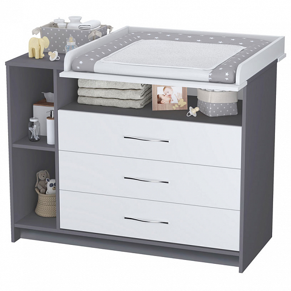Комод Polini kids Simple 2110, серый-белый