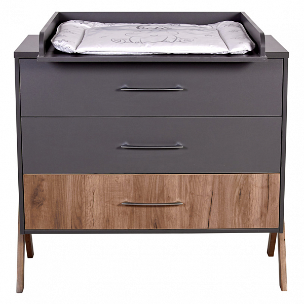 Комод Polini kids Porto 2200, на ножках, графит-дуб крафт