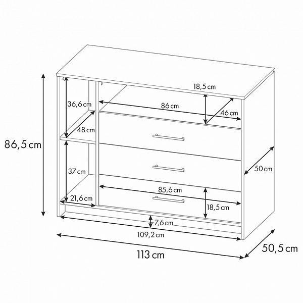 Комод Polini kids Simple 2110, белый-серый