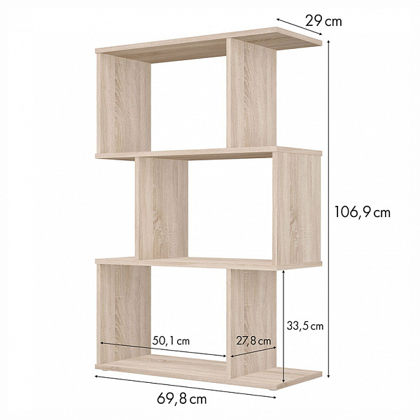 Стеллаж Polini Home Smart фигурный 3 секции, дуб