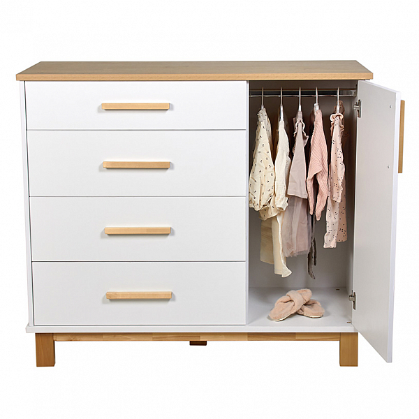 Комод Polini kids Simple 3403, на ножках, белый-натуральный