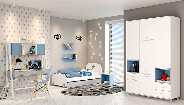 Шкаф трехсекционный Polini kids Mirum 2330, на ножках, белый