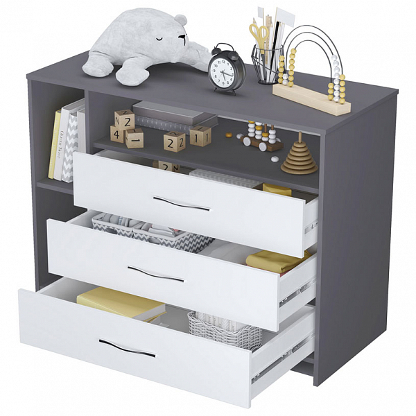 Комод Polini kids Simple 2110, серый-белый