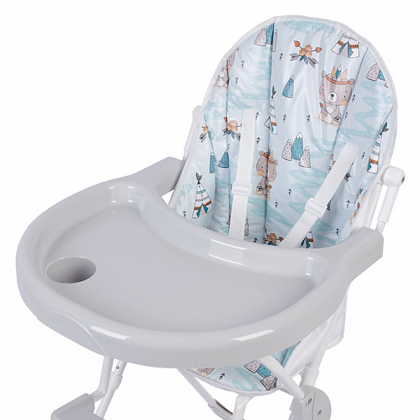 Стульчик для кормления Baby Boom Мишка с перьями, серый