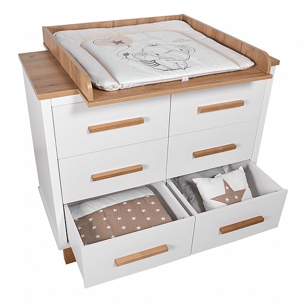 Комод Polini kids Simple 3402, белый-дуб крафт золотой