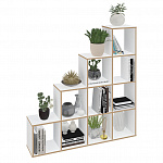 Стеллаж Polini Home Smart Каскадный 10 секций, белый, эффект фанеры