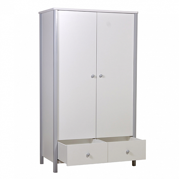 Шкаф двухсекционный Polini kids Simple 3510, с ящиками, белый-серый