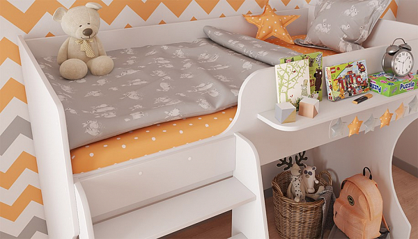 Кровать-чердак детская Polini kids Dream 1700, белый