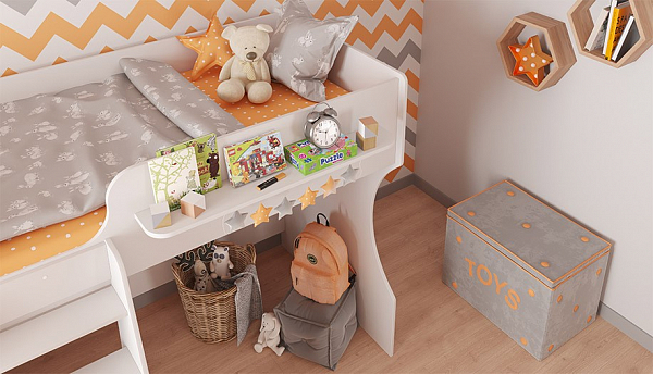 Кровать-чердак детская Polini kids Dream 1700, белый